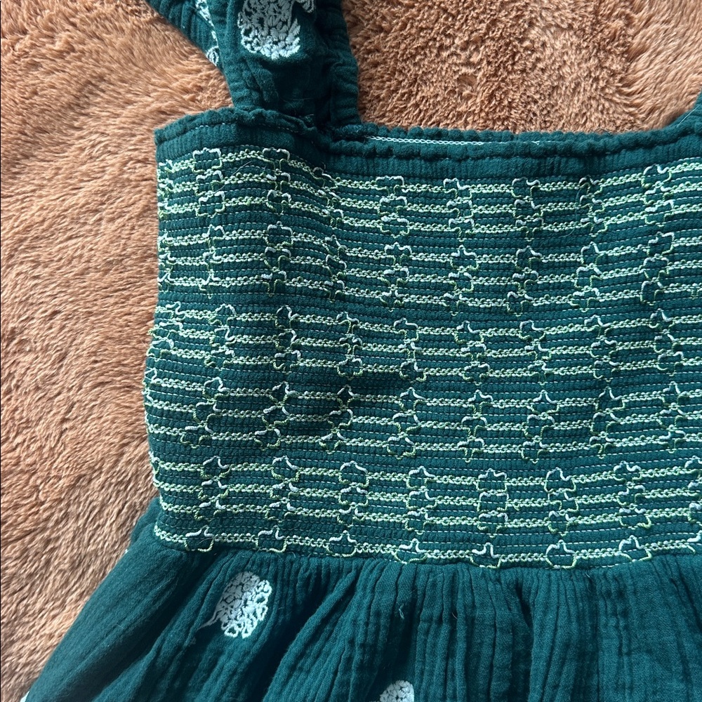 Free People Forest Green Smocked Mini Dress - Picture 3 of 6